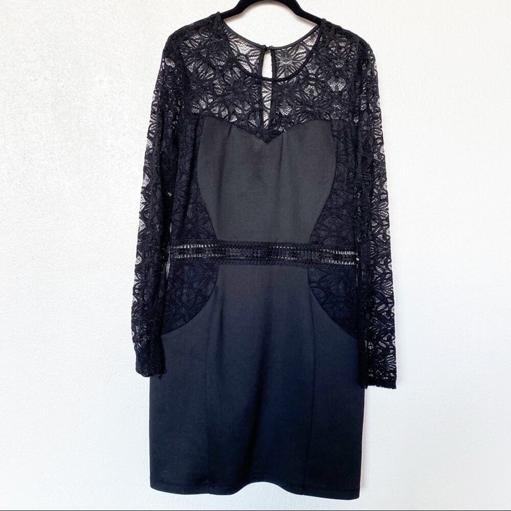 BCX Dress Embroidered Waist Lace Sleeve Dress Size 15